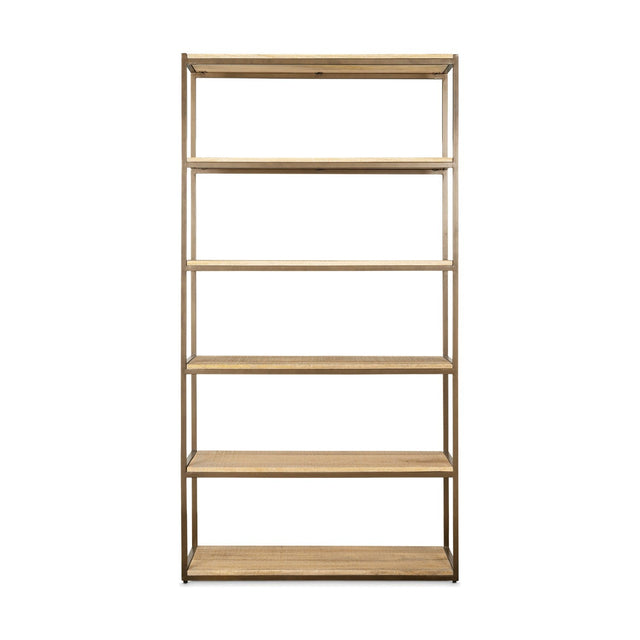 Marjori Wide Mango Wood & Iron Shelving Unit - Natural
