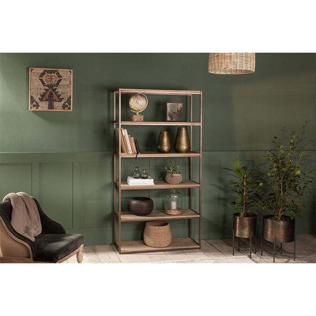 Marjori Wide Mango Wood & Iron Shelving Unit - Natural