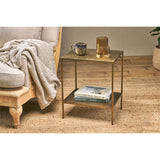 Mahi 2 Tier Iron Side Table - Antique Brass