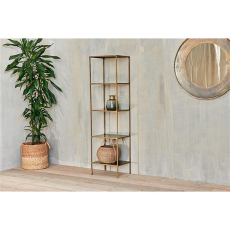 Mahi 170 x 46 x 36cm Shelving Unit - Antique Brass