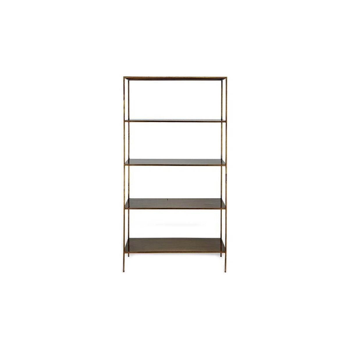 Mahi Wide Shelving Unit - Antique Brass