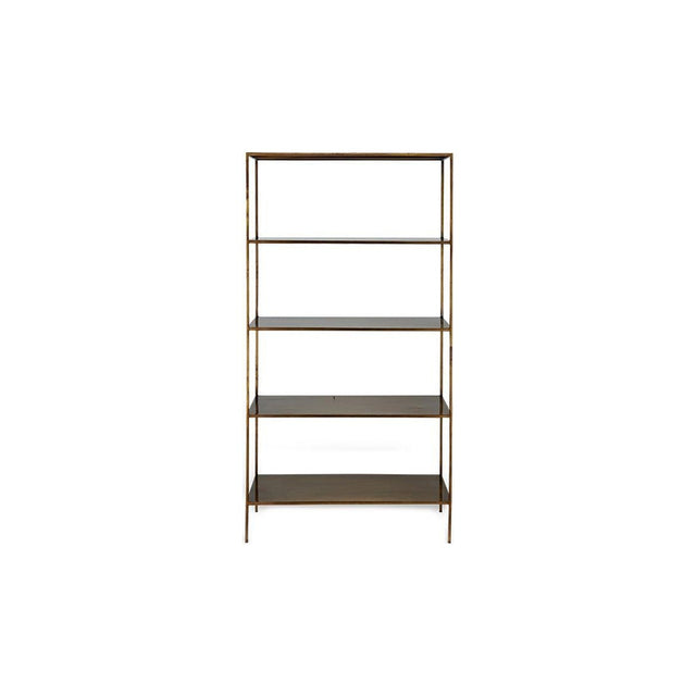 Mahi Wide Shelving Unit - Antique Brass