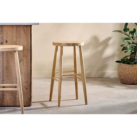 Mengwi Round Mango Wood Bar Stool - Natural