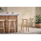 Mengwi Round Mango Wood Bar Stool - Natural