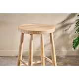 Mengwi Round Mango Wood Bar Stool - Natural