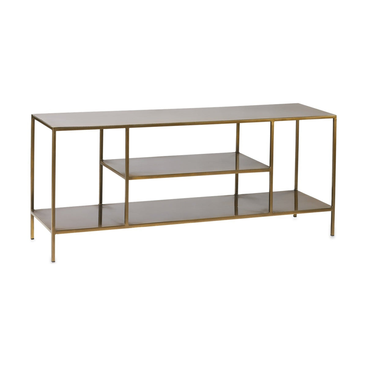 Mahi Iron Media Shelving Unit - Brass