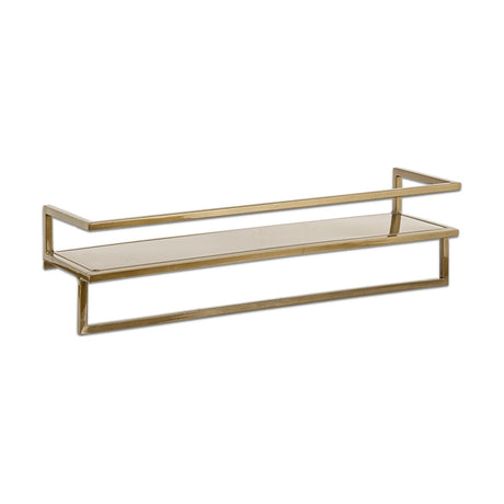 Mahi Wall Shelf With Towel Rail - Brass