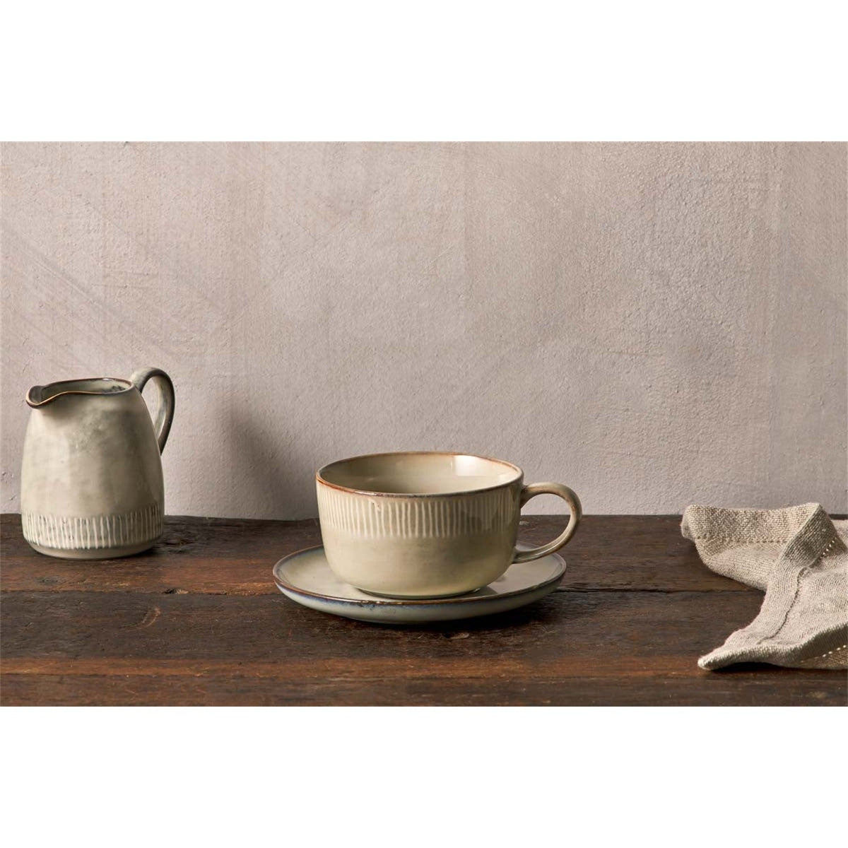 Malia Oversized Fluted Cup and Saucer - Cream