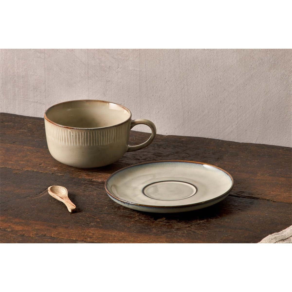 Malia Oversized Fluted Cup and Saucer - Cream