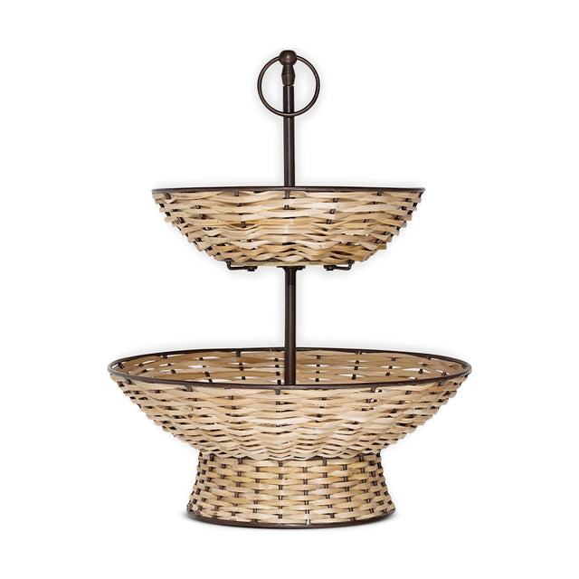 Montali Rattan 2 Tier Cake Stand - Black & Natural