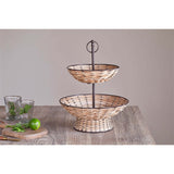 Montali Rattan 2 Tier Cake Stand - Black & Natural