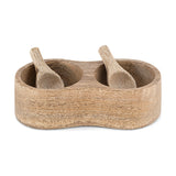 Milaku Mango Wood Salt & Pepper Serving Set - Natural