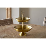 Mahika Two Tier Hammered Cake Stand - Antique Brass
