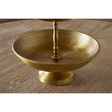 Mahika Two Tier Hammered Cake Stand - Antique Brass