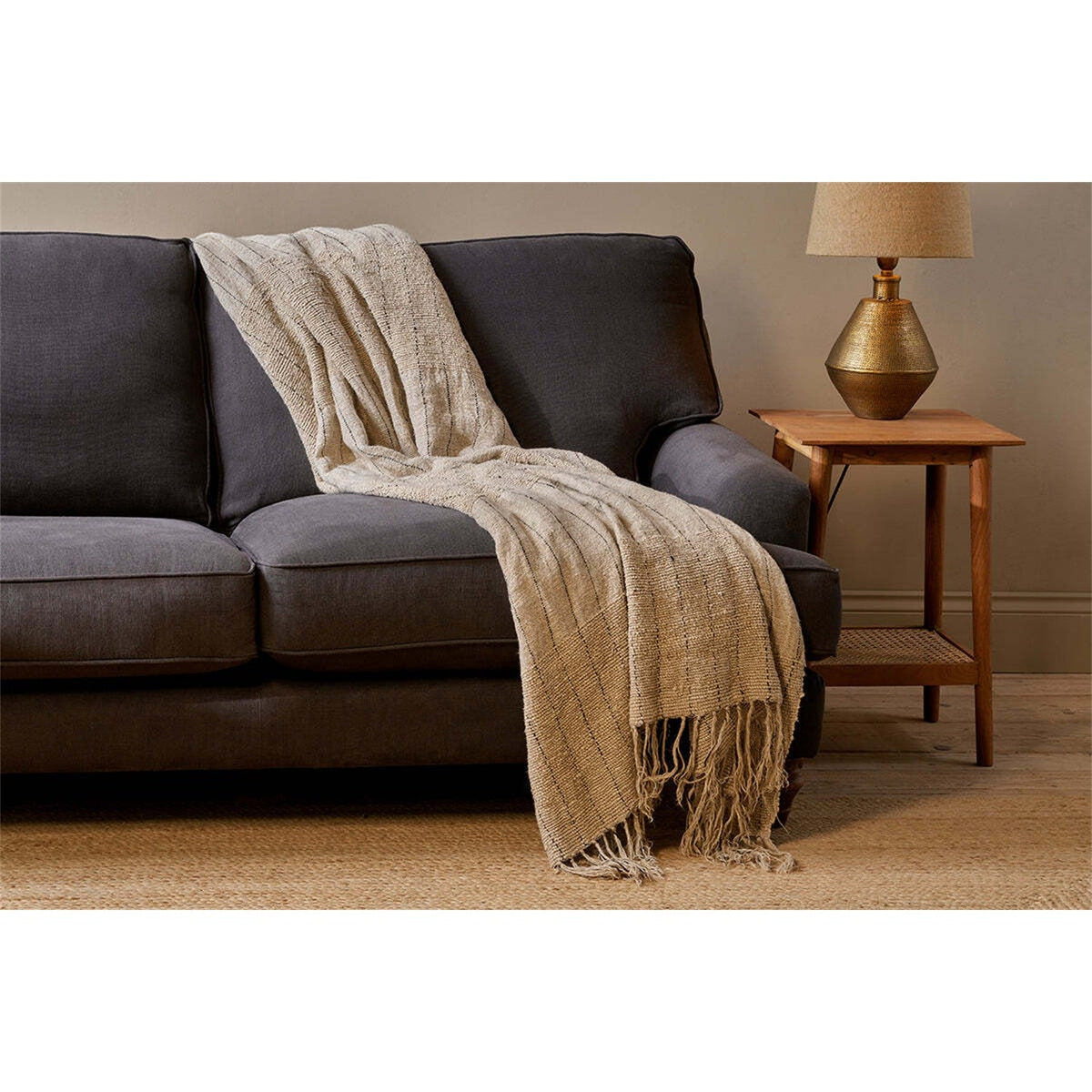 Mayla 140 x 200cm Linen Throw - Natural