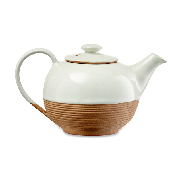 Mali Ribbed Teapot - White & Terracotta