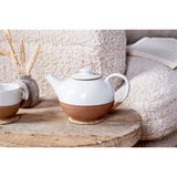Mali Ribbed Teapot - White & Terracotta