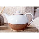 Mali Ribbed Teapot - White & Terracotta