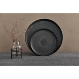 Mahika Large Round Etched Aluminium Tray - Black