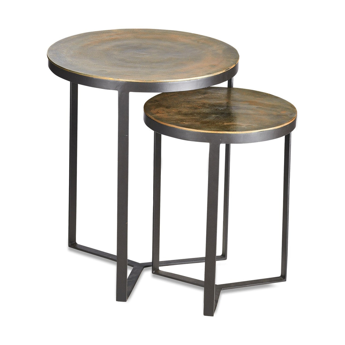 Maba Nest of 2 Side Tables - Antique Brass