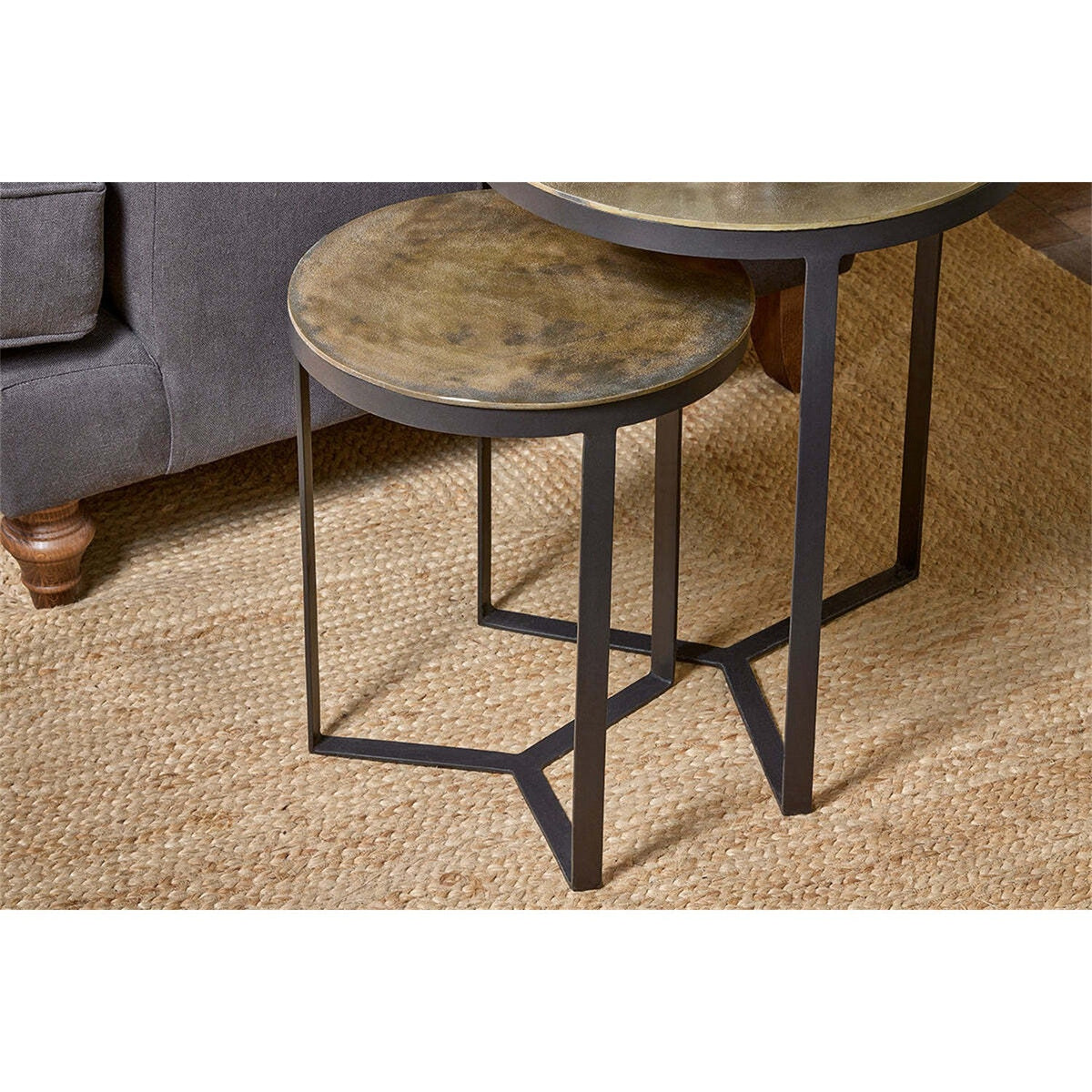 Maba Nest of 2 Side Tables - Antique Brass