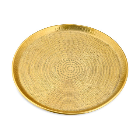 Mahika Large Round Etched Aluminium Tray - Antique Brass