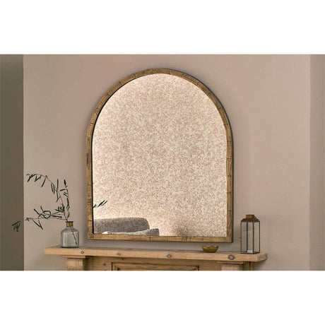 Murwara Antique Glass Arched Wall Mirror - Antique Brass