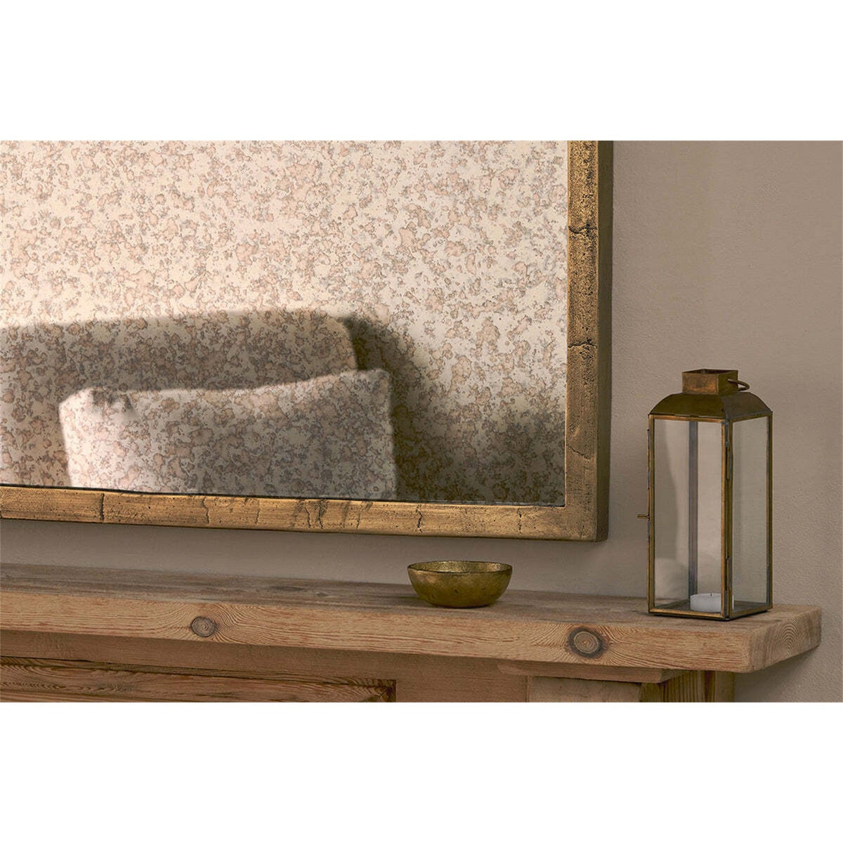Murwara Antique Glass Arched Wall Mirror - Antique Brass