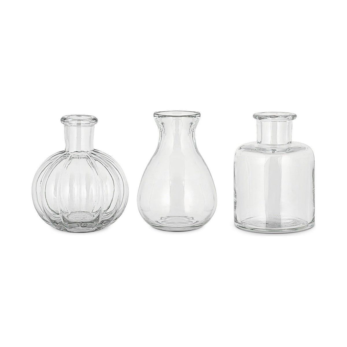 Mayumi Recycled Glass Bud Vases - Clear - Set of 3