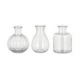 Mayumi Recycled Glass Bud Vases - Clear - Set of 3