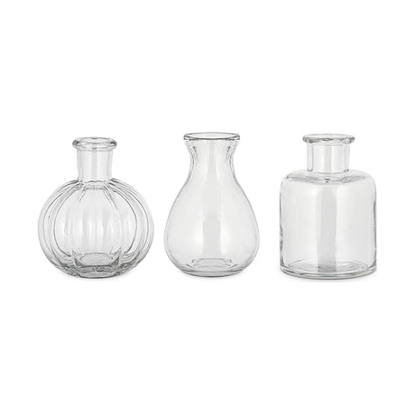 Mayumi Recycled Glass Bud Vases - Clear - Set of 3
