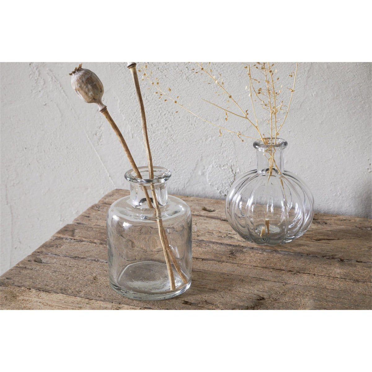 Mayumi Recycled Glass Bud Vases - Clear - Set of 3