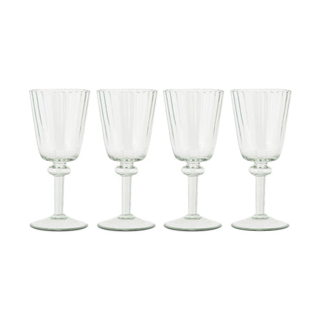 Minati Ribbed Wine Glasses - Clear - Set of 4
