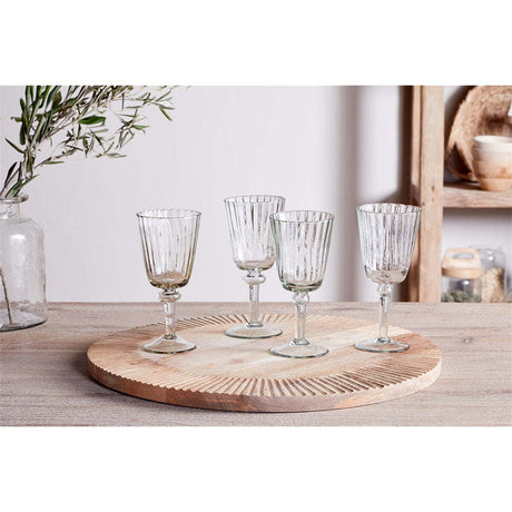 Minati Ribbed Wine Glasses - Clear - Set of 4