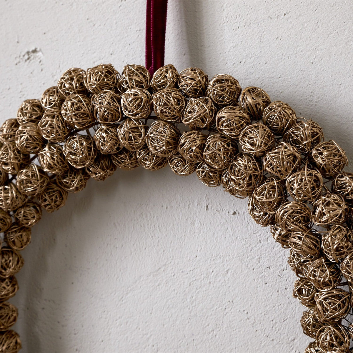 Madhi Small Wire Ball Christmas Wreath - Brass