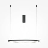 The Glint LED Circular Suspension Light features a minimalist, energy-efficient design with a black 60cm circular frame. It hangs elegantly from a cylindrical ceiling mount using two thin wires against a white background.