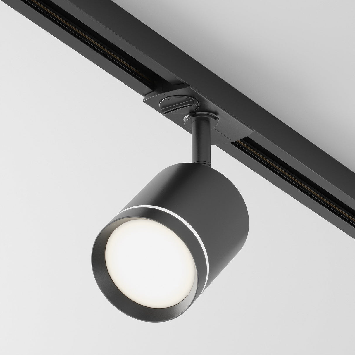 Orlo LED Single Phase Unity Track Spotlight in Black, designed for single-phase tracks, offering focused and directional lighting in a modern black finish.