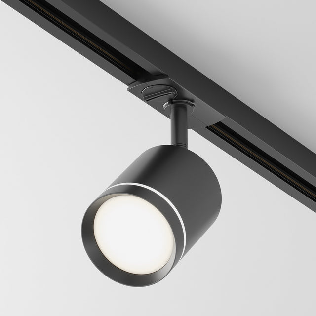 Orlo LED Single Phase Unity Track Spotlight in Black, designed for single-phase tracks, offering focused and directional lighting in a modern black finish.
