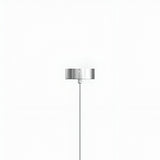 The Micro LED Pendant Light - Silver features a modern, minimalist cylindrical metallic shade on a slim vertical cord, shown centered against a plain white background.