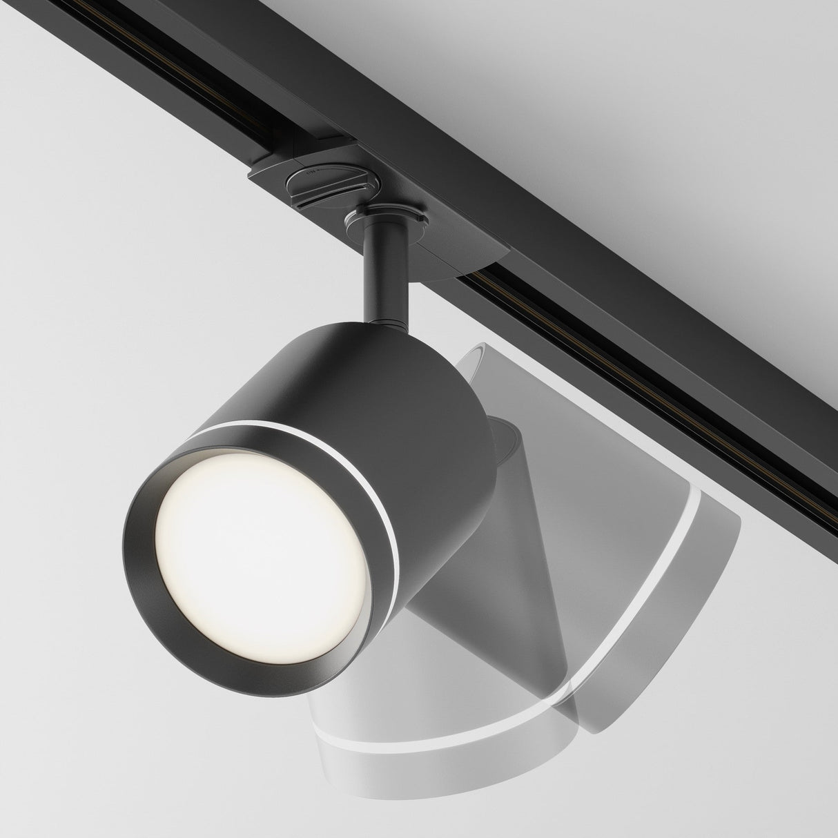 Mobility and control features of Orlo LED Single Phase Unity Track Spotlight in Black, enhancing flexibility in track lighting setups.