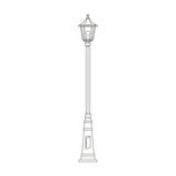 Line drawing of the Astragal cast aluminium outdoor lamp post, 191cm tall, with a single glazed lantern head atop a slender column and tapered plinth base, shown on a plain white background.