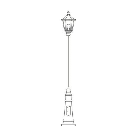 Line drawing of the Astragal cast aluminium outdoor lamp post, 191cm tall, with a single glazed lantern head atop a slender column and tapered plinth base, shown on a plain white background.