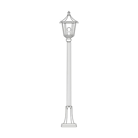 Astragal Copper Top Outdoor Lamp Post, 155cm cast aluminium column with glazed lantern head and pointed roof, single E27 light, shown on a plain white background.