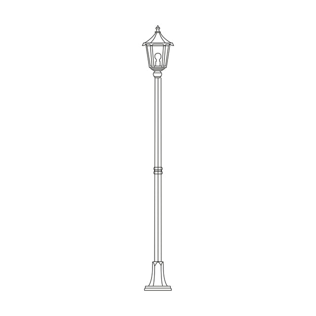 Astragal Copper Top Outdoor Lamp Post, a 211cm cast aluminium lamp post with a glazed lantern head on a slender column and stepped base, shown on a plain white background.
