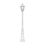 Astragal Cast Aluminium Outdoor Lamp Post, 191cm tall column with glazed lantern top and swelling plinth base, line drawing on a white background.