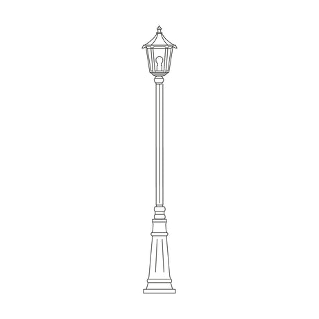 Astragal Cast Aluminium Outdoor Lamp Post, 191cm tall column with glazed lantern top and swelling plinth base, line drawing on a white background.