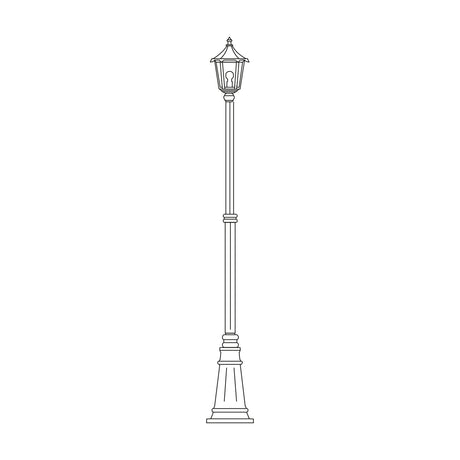 Astragal cast aluminium outdoor lamp post, 249cm, with a single glazed lantern atop a slim cast column and swelling cast plinth base, shown in line-drawing style on a white background.