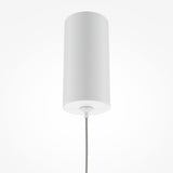 The Pro Extra LED Long Thin Pendant Light - White features a sleek, smooth surface and hangs by a cord. Its integrated LED enhances its modern appeal against a white background, highlighting its minimalist design.