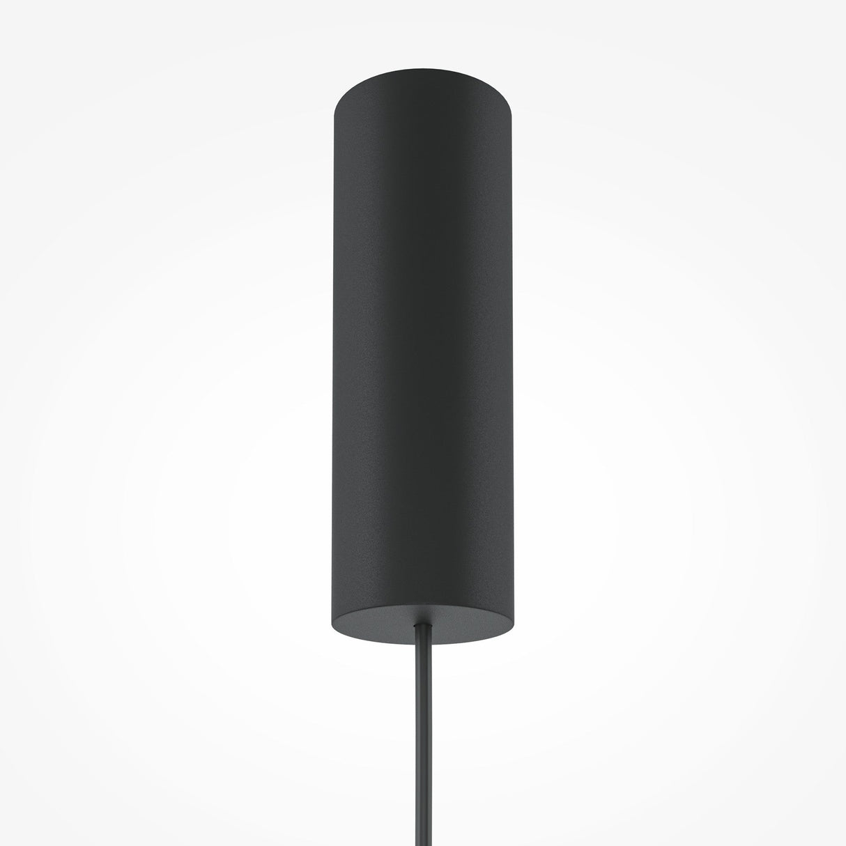 The Bangkok LED Pendant Light 25cm in black with a grey glass shade hangs vertically against a white background, ideal for modern interiors. It features a minimalist design with a sleek finish and a thin black cord extending from the base.