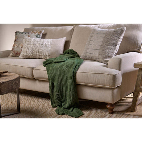 Nahan 130 x 200cm Moss Stitch Cotton Throw - Forest Green
